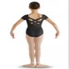 Bloch Dance Girls Bellflower Strap Back Cap Sleeve Leotard, Black, Size 6X-7 view 1