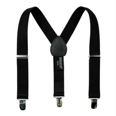 Spring Notion Boys' Elastic Suspenders with Leather Crosspatch Black Small