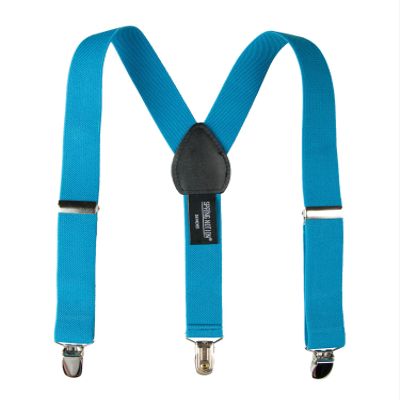 Spring Notion Boys' Elastic Suspenders with Leather Crosspatch Turquoise Medium