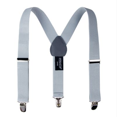 Spring Notion Boys' Elastic Suspenders with Leather Crosspatch Grey Small