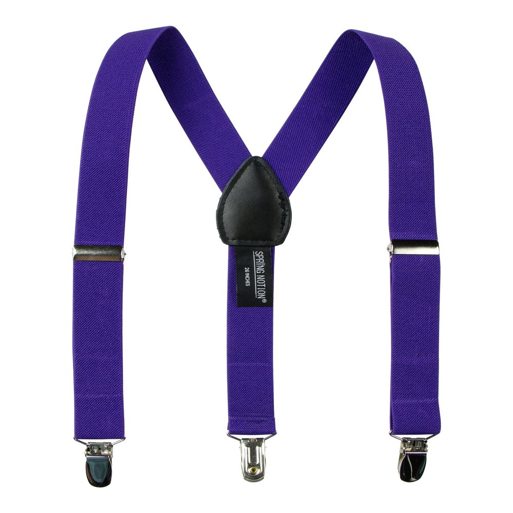 Spring Notion Boys' Elastic Suspenders with Leather Crosspatch Purple Small