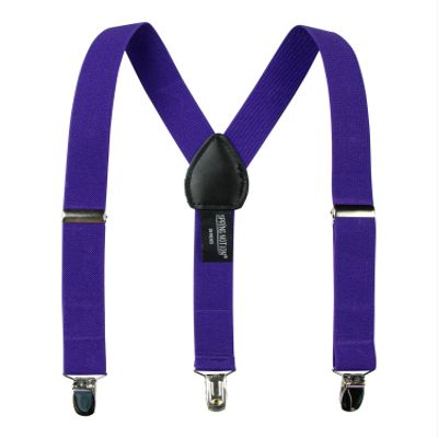 Spring Notion Boys' Elastic Suspenders with Leather Crosspatch Purple Large