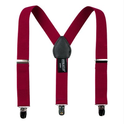 Spring Notion Boys' Elastic Suspenders with Leather Crosspatch Red Small