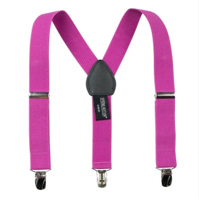 Spring Notion Boys' Elastic Suspenders with Leather Crosspatch Fuchsia Medium