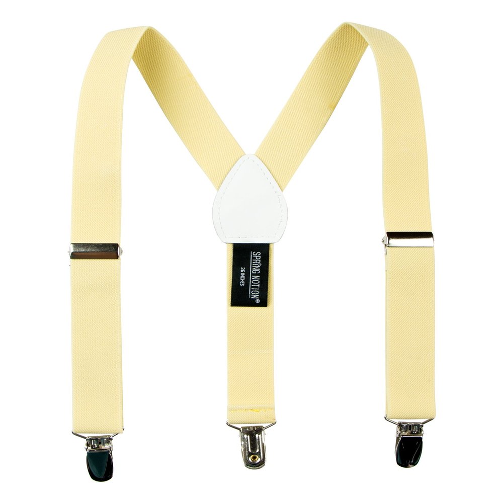 Spring Notion Boys' Elastic Suspenders with Leather Crosspatch Yellow Large