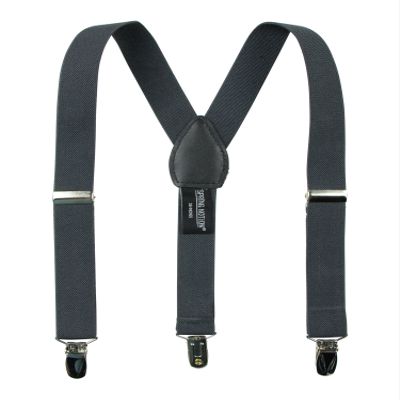 Spring Notion Boys' Elastic Suspenders with Leather Crosspatch Charcoal Large