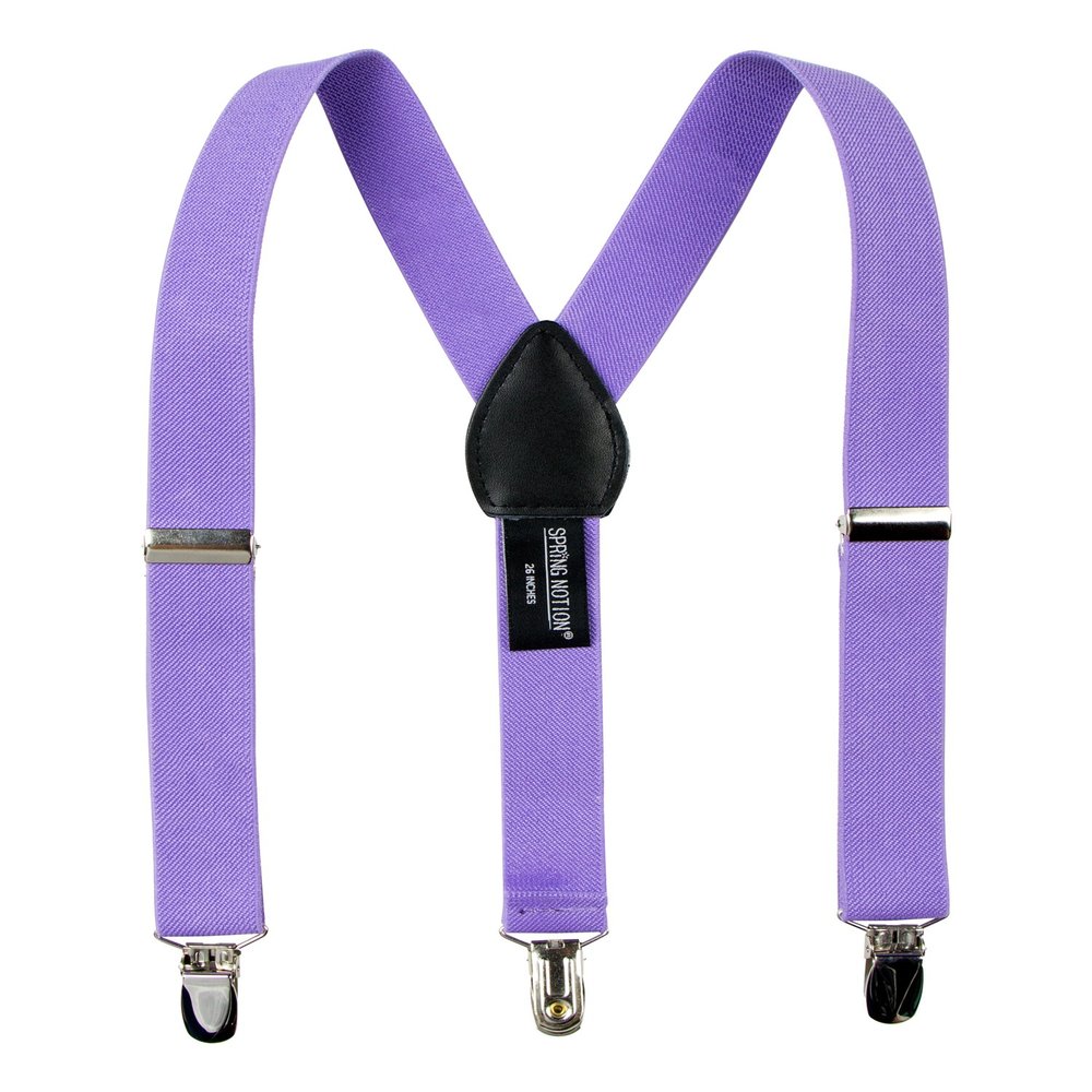 Spring Notion Boys' Elastic Suspenders with Leather Crosspatch Lavender Small