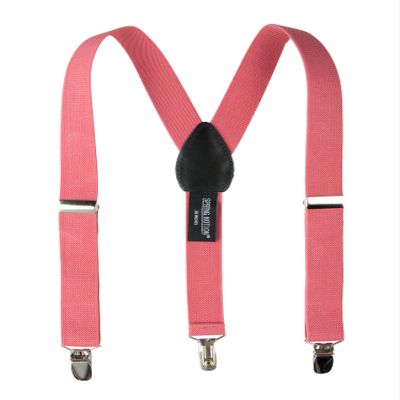 Spring Notion Boys' Elastic Suspenders with Leather Crosspatch Coral Large