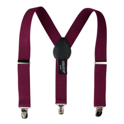 Spring Notion Boys' Elastic Suspenders with Leather Crosspatch Burgundy Small