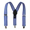 Spring Notion Boys' Elastic Suspenders with Leather Crosspatch White Blue Stripes Small view 1
