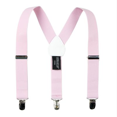 Spring Notion Boys' Elastic Suspenders with Leather Crosspatch Light Pink Large