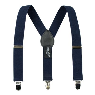 Spring Notion Boys' Elastic Suspenders with Leather Crosspatch Navy Medium