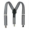 Spring Notion Boys' Elastic Suspenders with Leather Crosspatch White Black Stripes Small view 1