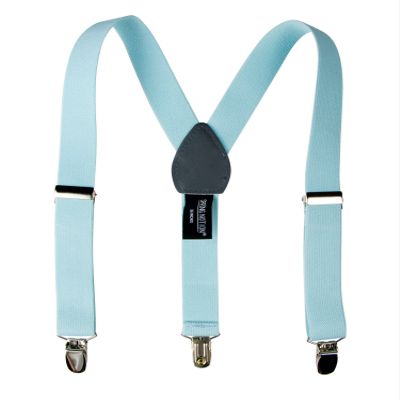 Spring Notion Boys' Elastic Suspenders with Leather Crosspatch Aqua Large