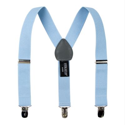 Spring Notion Boys' Elastic Suspenders with Leather Crosspatch Light Blue Small