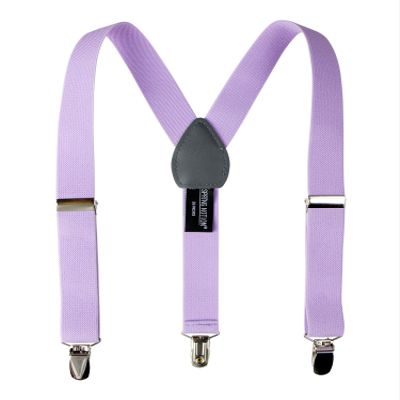 Spring Notion Boys' Elastic Suspenders with Leather Crosspatch Lilac Large