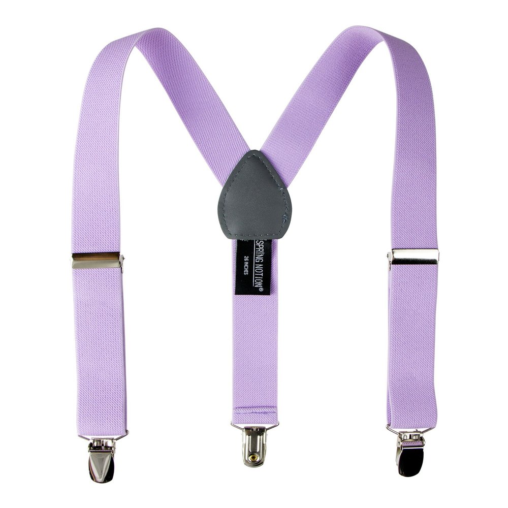 Spring Notion Boys' Elastic Suspenders with Leather Crosspatch Lilac Large