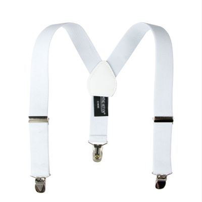 Spring Notion Boys' Elastic Suspenders with Leather Crosspatch White Large