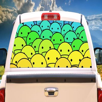 SignMission Happy Faces Rear Window Graphic Truck View Thru Vinyl Decal Back