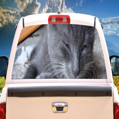 SignMission Grey CAT Rear Window Graphic Truck View Thru Vinyl Decal Back