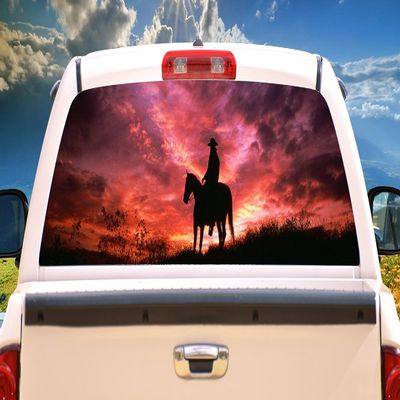 SignMission Cowboy Sunset Rear Window Graphic Truck View Thru Vinyl Decal Back