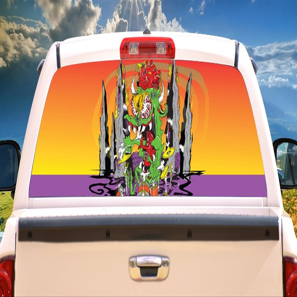 SignMission Dragon Rocker Rear Window Graphic Truck View Thru Vinyl Decal Back