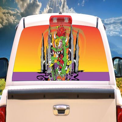 SignMission Dragon Rocker Rear Window Graphic Truck View Thru Vinyl Decal Back