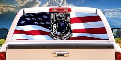 SignMission POW & US Flag Rear Window Graphic Decal Tint View Thru Vinyl