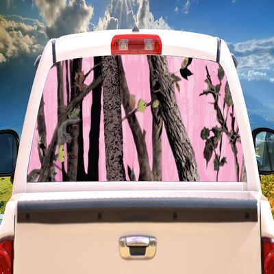 SignMission Pink Tree CAMO Rear Window Graphic Truck View Thru Vinyl Decal Back