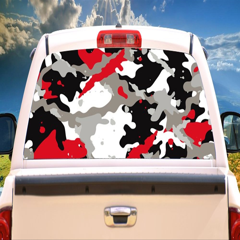 SignMission RED CAMO Rear Window Graphic Truck View Thru Vinyl Decal Back
