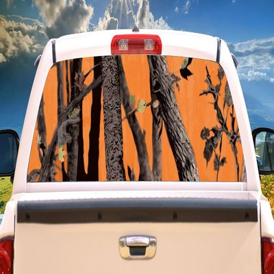SignMission Orange CAMO Rear Window Graphic Truck View Thru Vinyl Decal Back