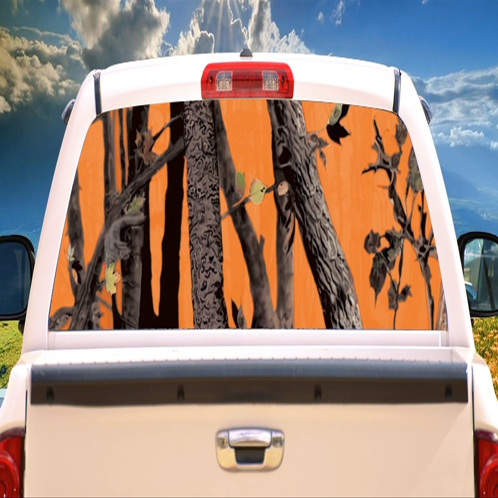 SignMission Orange CAMO Rear Window Graphic Truck View Thru Vinyl Decal Back