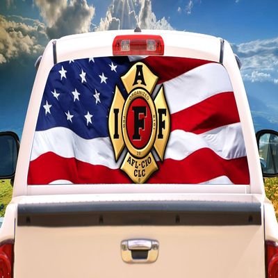 SignMission Firefighter Flag Rear Window Graphic Truck View Thru Vinyl Decal Back