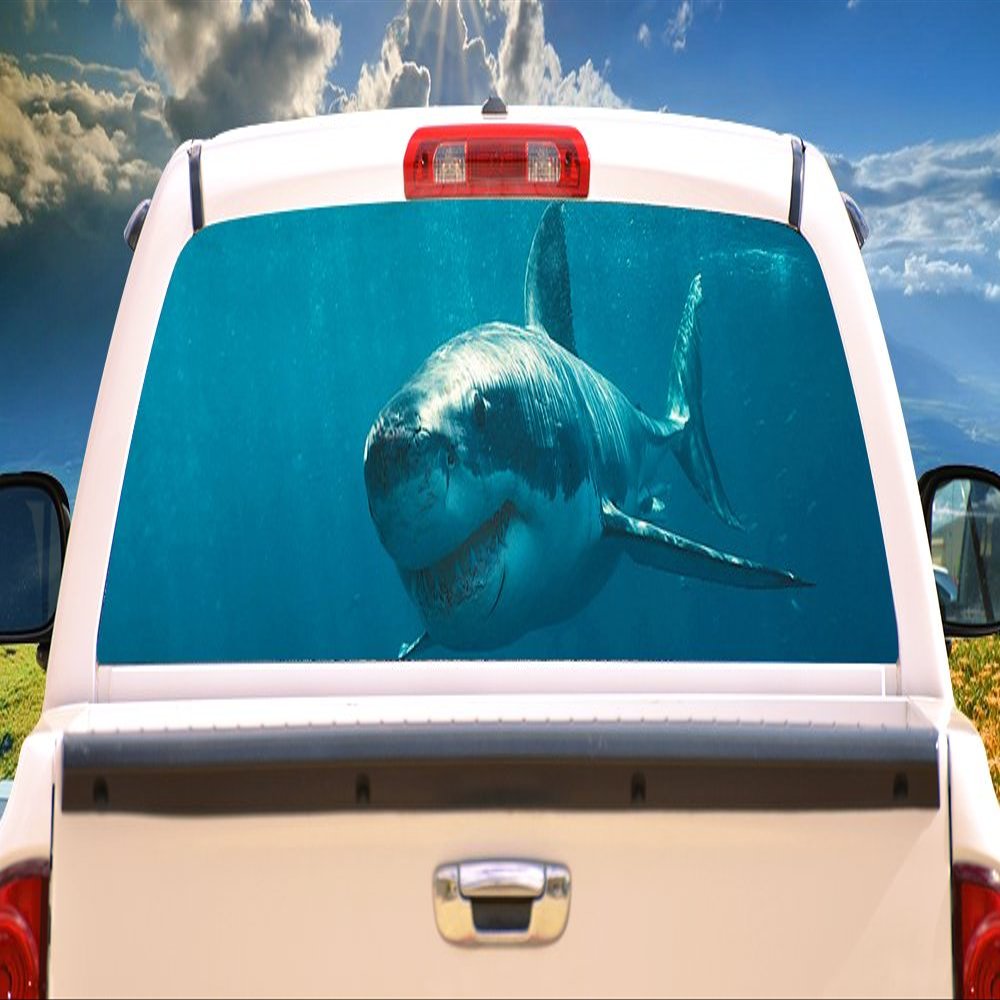 SignMission Great White Rear Window Graphic Truck View Thru Vinyl Decal Back