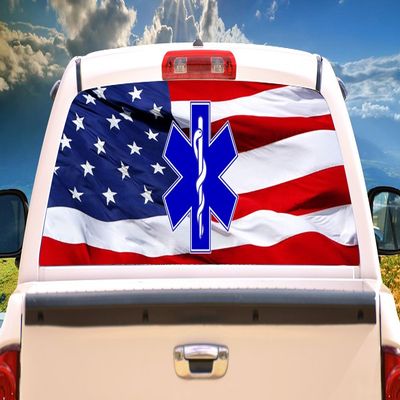 SignMission EMT FlagRear Window Graphic Back Truck Decal SUV View Thru Vinyl