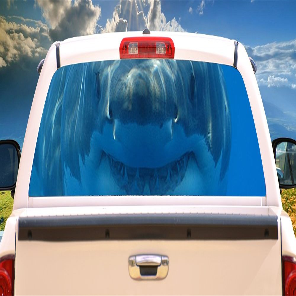 SignMission Shark 1 Rear Window Graphic Decal Tint Film Truck View Thru Vinyl