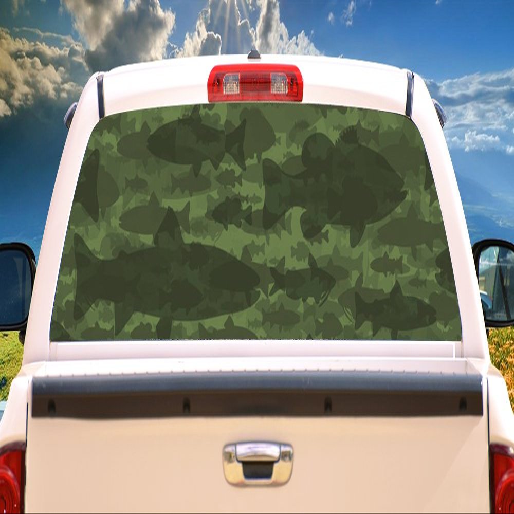 SignMission Fish Camouflage Rear Window Graphic camo Decal Truck View Thru Vinyl