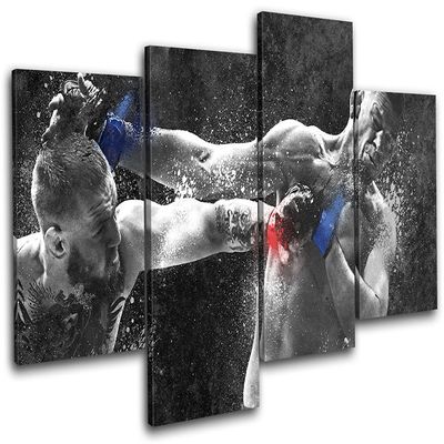 Bold Bloc Design - Conor McGregor Nate Diaz UFC MMA Sports 240x135cm Multi Canvas Art Print Box Framed Picture Wall Hanging - Hand Made in The UK - Framed and Ready to Hang