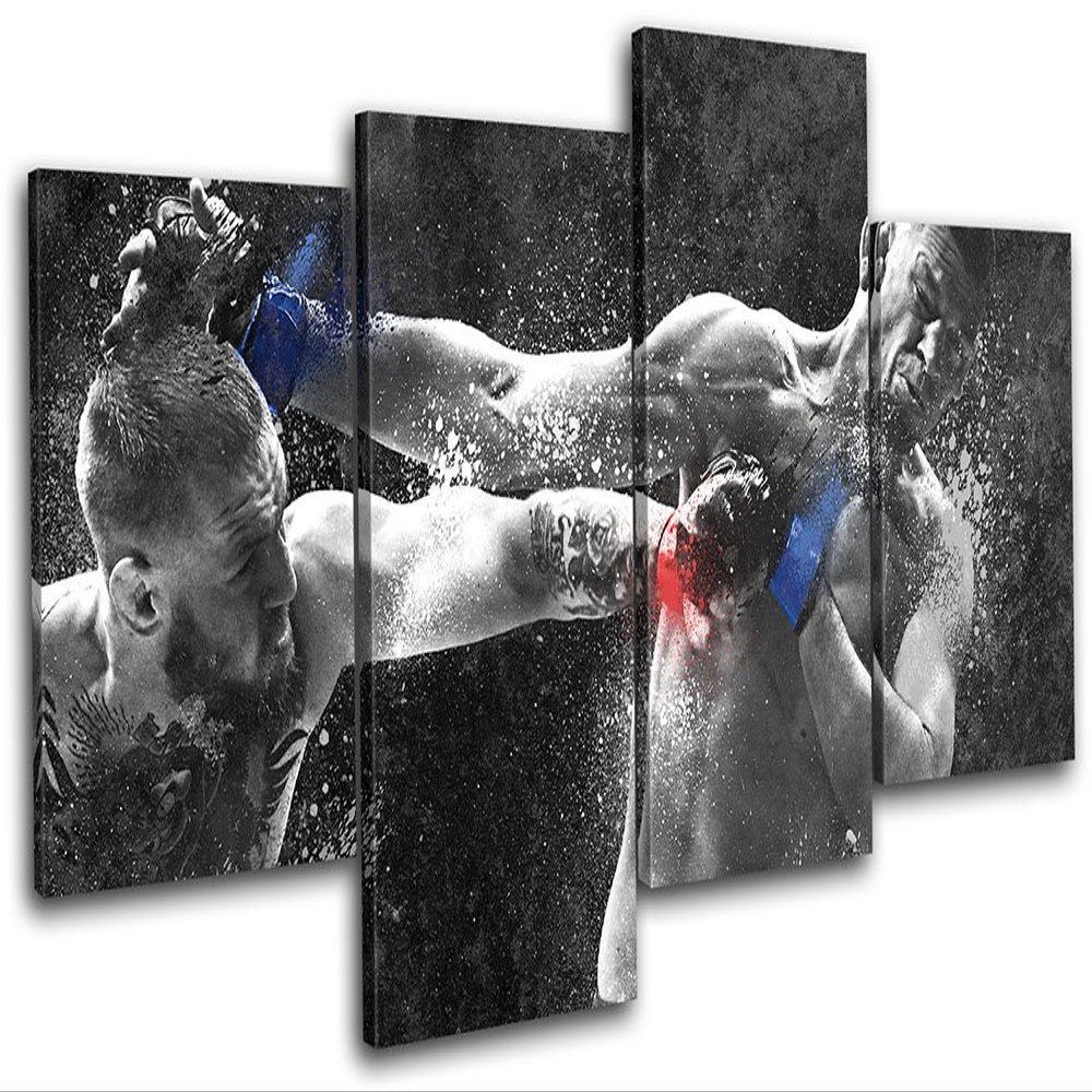 Bold Bloc Design - Conor McGregor Nate Diaz UFC MMA Sports 240x135cm Multi Canvas Art Print Box Framed Picture Wall Hanging - Hand Made in The UK - Framed and Ready to Hang