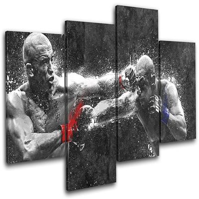 Bold Bloc Design - Georges St Pierre Alves UFC MMA Sports 240x135cm Multi Canvas Art Print Box Framed Picture Wall Hanging - Hand Made in The UK - Framed and Ready to Hang