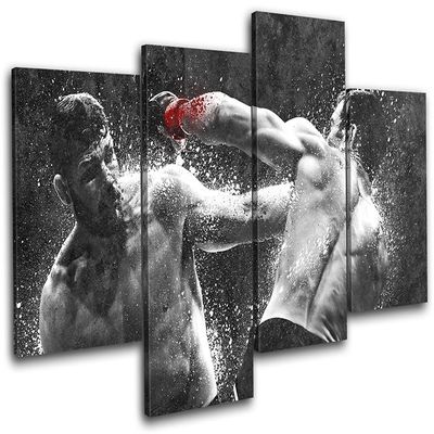 Bold Bloc Design - Michael Bisping UFC MMA Grunge Sports 240x135cm Multi Canvas Art Print Box Framed Picture Wall Hanging - Hand Made in The UK - Framed and Ready to Hang