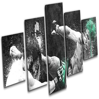 Bold Bloc Design - Louis Gaudinot UFC MMA Grunge Sports 300x120cm Multi Canvas Art Print Box Framed Picture Wall Hanging - Hand Made in The UK - Framed and Ready to Hang
