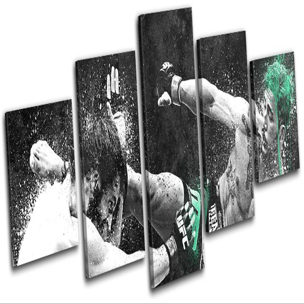 Bold Bloc Design - Louis Gaudinot UFC MMA Grunge Sports 300x120cm Multi Canvas Art Print Box Framed Picture Wall Hanging - Hand Made in The UK - Framed and Ready to Hang
