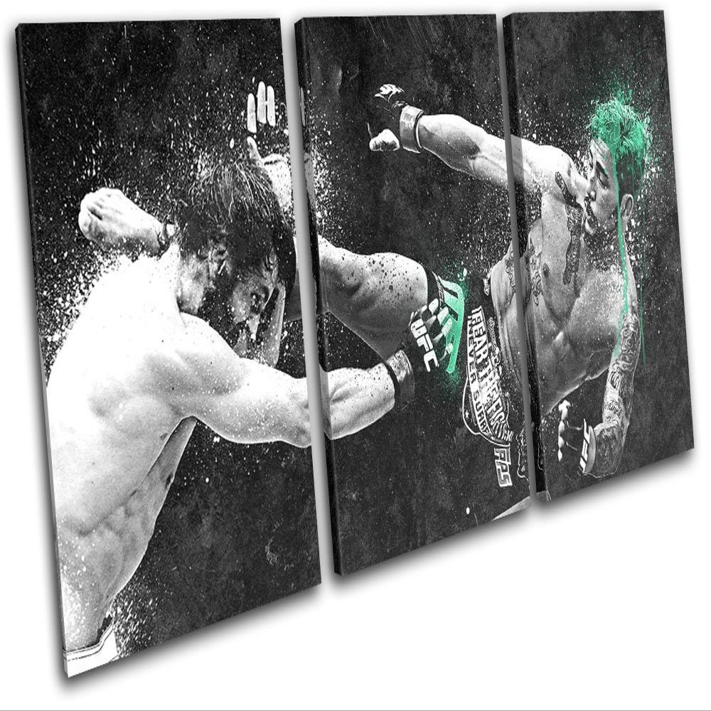Bold Bloc Design - Louis Gaudinot UFC MMA Grunge Sports 120x60cm Treble Canvas Art Print Box Framed Picture Wall Hanging - Hand Made in The UK - Framed and Ready to Hang