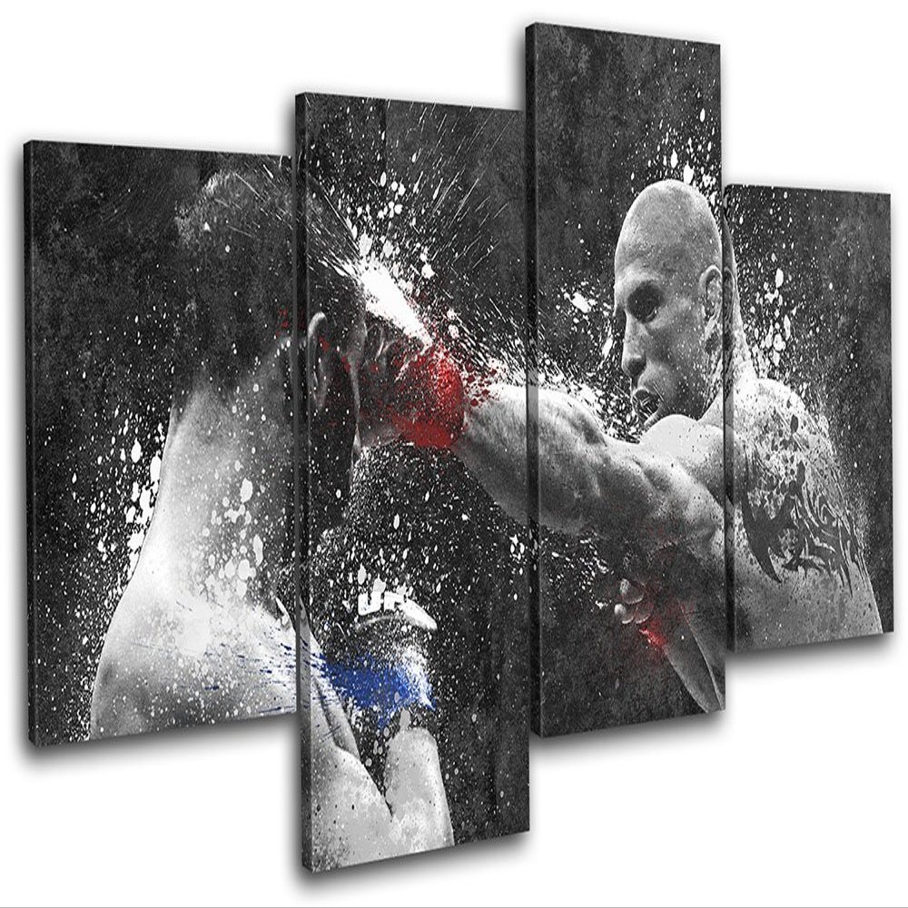 Bold Bloc Design - Cowboy Cerone UFC MMA Grunge Sports 240x135cm MULTI Canvas Art Print Box Framed Picture Wall Hanging - Hand Made In The UK - Framed And Ready To Hang