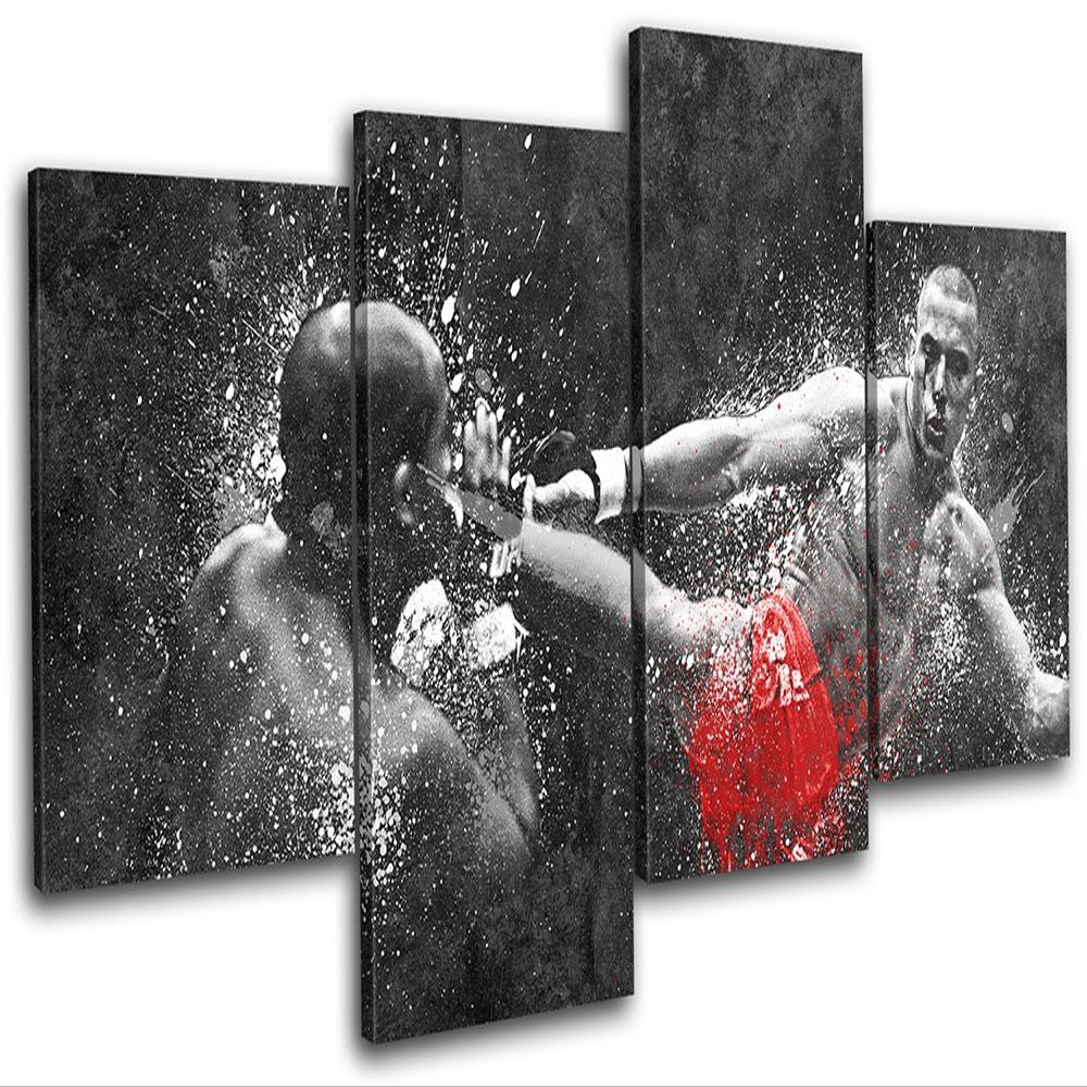 Bold Bloc Design - BJ Penn UFC MMA Grunge Sports 200x113cm Multi Canvas Art Print Box Framed Picture Wall Hanging - Hand Made in The UK - Framed and Ready to Hang