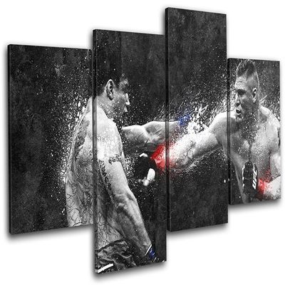 Bold Bloc Design - Brock Lesnar UFC Grunge Sports 240x135cm Multi Canvas Art Print Box Framed Picture Wall Hanging - Hand Made in The UK - Framed and Ready to Hang