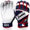 Franklin Sports MLB Powerstrap Batting Gloves, Pearl/Navy/Red - Adult Small view 1