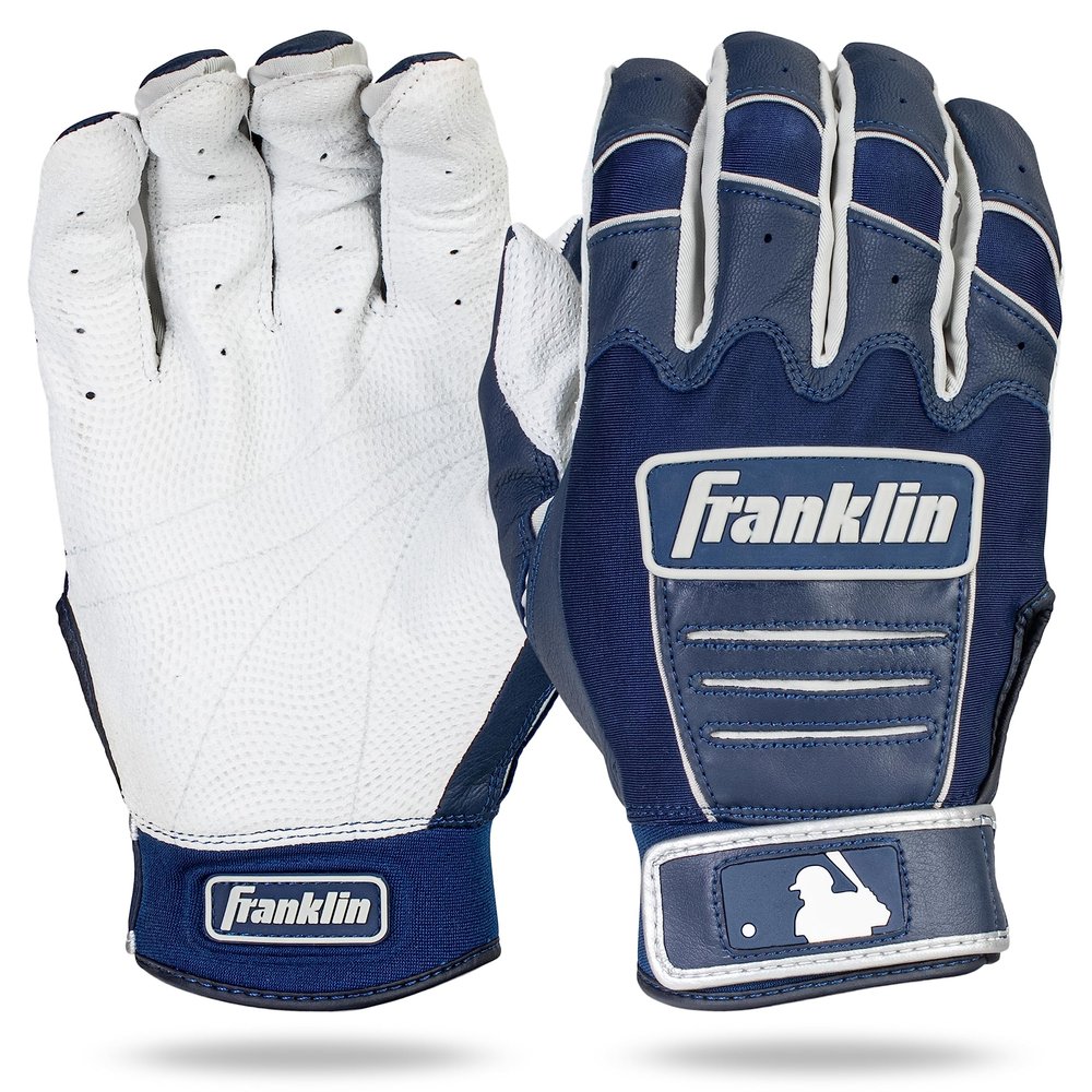 Franklin Sports Adult MLB CFX Pro Batting Gloves, Pearl/Navy, X-Large