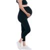 Motherhood Maternity Women's Essential Stretch Secret Fit Over The Belly Pregnancy Crop Capri Legging, Black, Large view 1